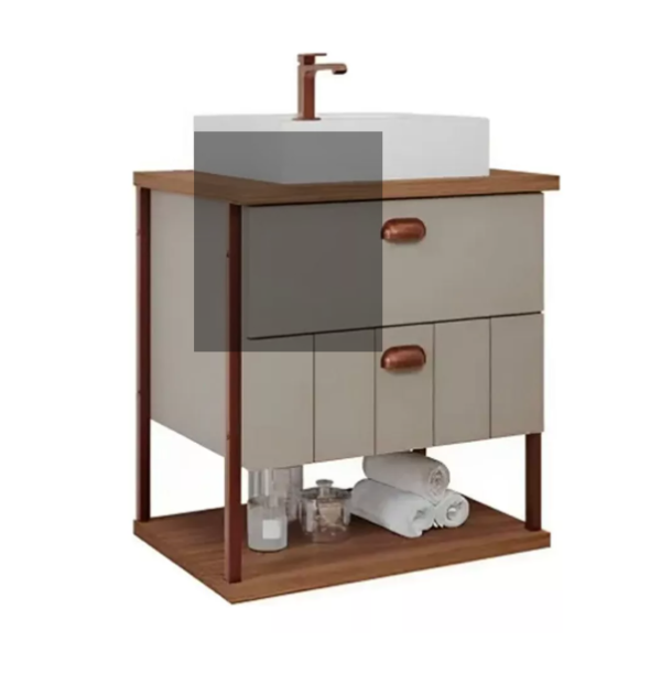 Conjunto de Banheiro Uni Armario e Espelheira Cappuccino/Freijo - Image 3